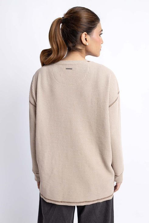 Waffle Knit Extreme Oversize Sweatshirt